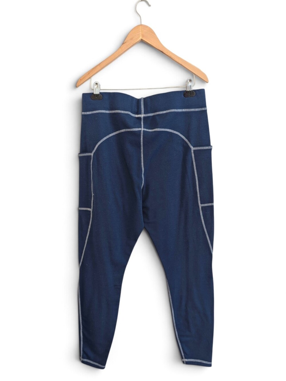 DULUTH TRADING Wool Base Layer Wickerino Leggings Side Pockets Blue Large - Picture 3 of 11